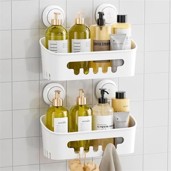 Shower Caddy Suction Cup 2 Pack, Heavy Duty Bathroom Organizer, Removable - Picture 7 of 7